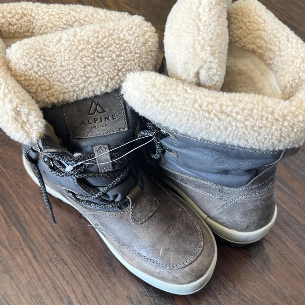 Alpine Design NEW Leather Gray Winter Waterproof Boots, Women’s Size 8.5 - Picture 2 of 16